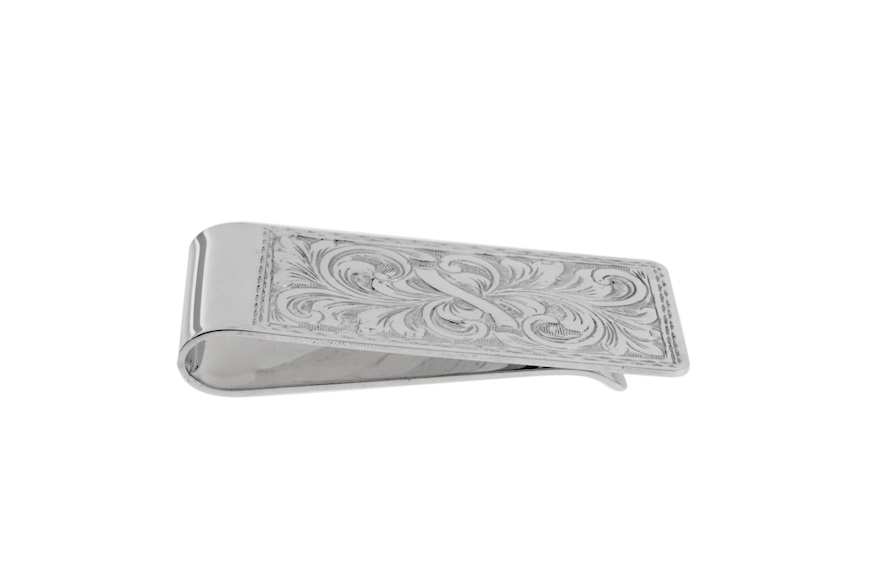 Money clip silver rectangular engraved Selezione Zanolli