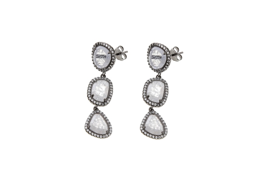 Earrings silver rock crystal and white zircons Selezione Zanolli