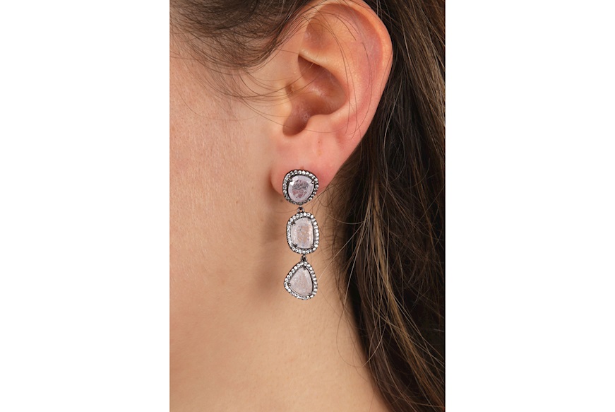 Earrings silver rock crystal and white zircons Selezione Zanolli