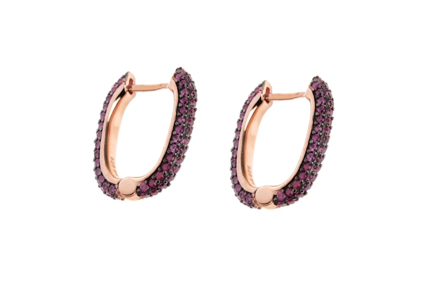 Earrings silver U shape with fuchsia cubic zirconia Selezione Zanolli