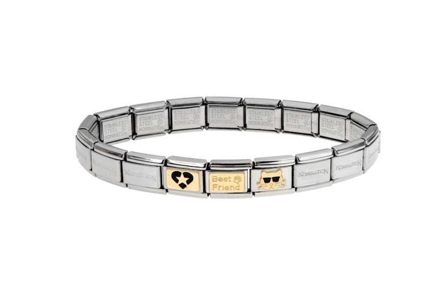 Bracelet Composable steel cat is the best friend Nomination