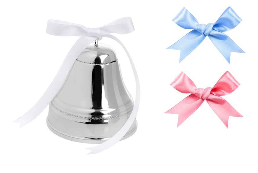 Bell Music box silver with pink, white or light blue bow Selezione Zanolli