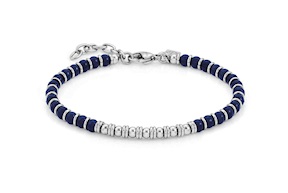 Bracciale Uomo Instinct acciaio e agata blu
