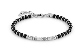 Bracciale Uomo Instinct acciaio e onice opaco