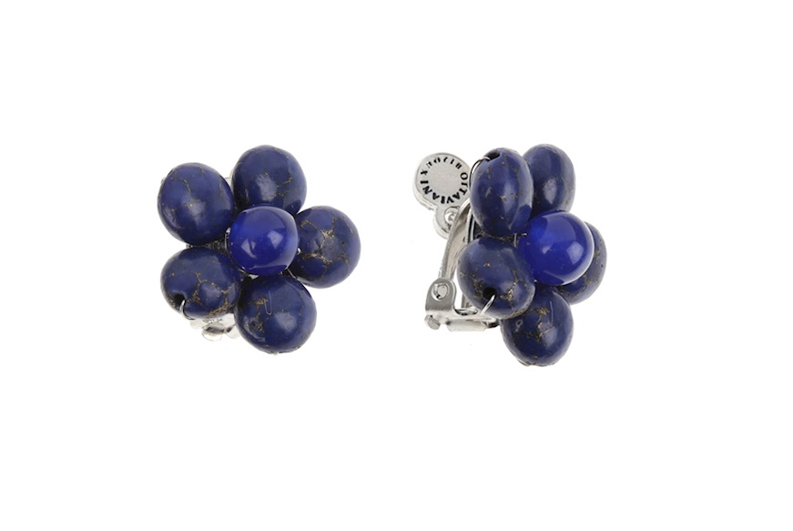 Earrings with blue agate flower and crystals Ottaviani