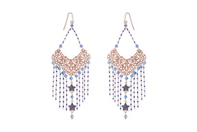 Orecchini argento pizzo con cristalli blu, stelle con zirconi blu Selezione Zanolli