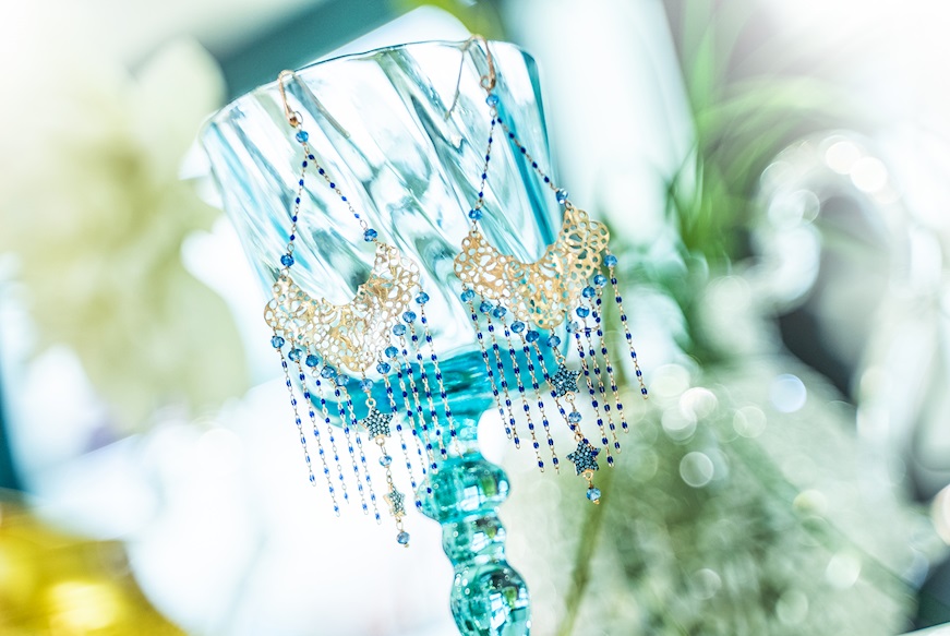 Earrings silver blue crystals, stars with blue zircons Selezione Zanolli