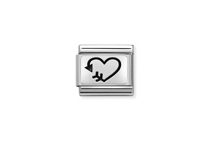 Cuore aperto con freccia Composable acciaio e argento Nomination