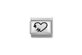 Cuore aperto con freccia Composable acciaio e argento Nomination
