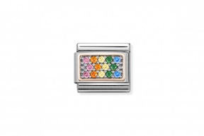 Arcobaleno Composable acciaio oro rosa 375 e zirconi Nomination