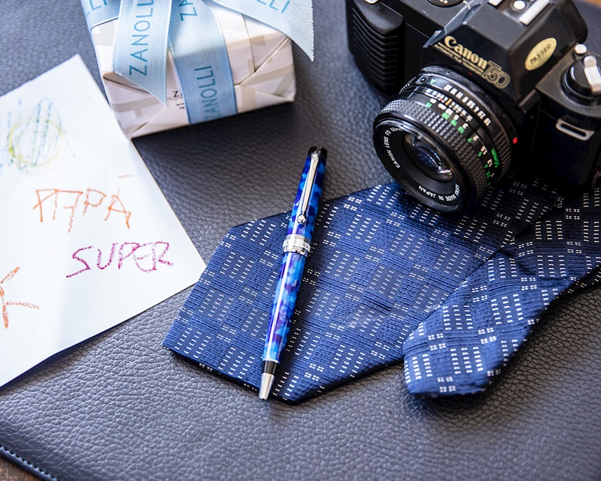 Penna a sfera Optima Auroloide screziata blu Aurora