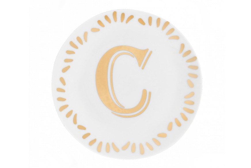 Piattino Lettering porcellana lettera C Bitossi home