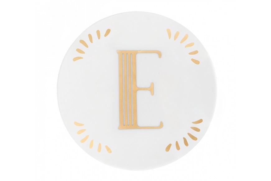 Piattino Lettering porcellana lettera E Bitossi home