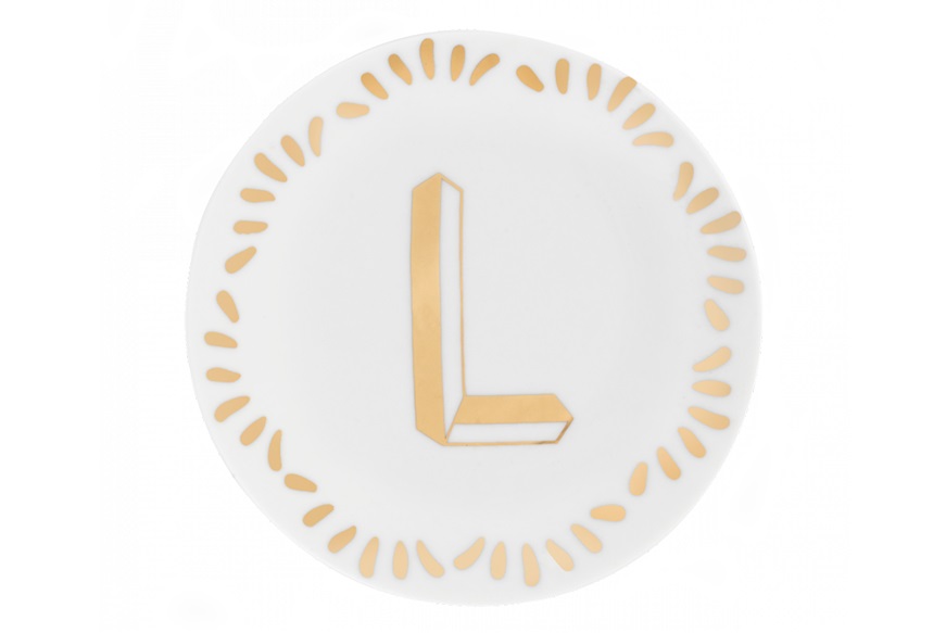Little plate Lettering porcelain letter L Bitossi home
