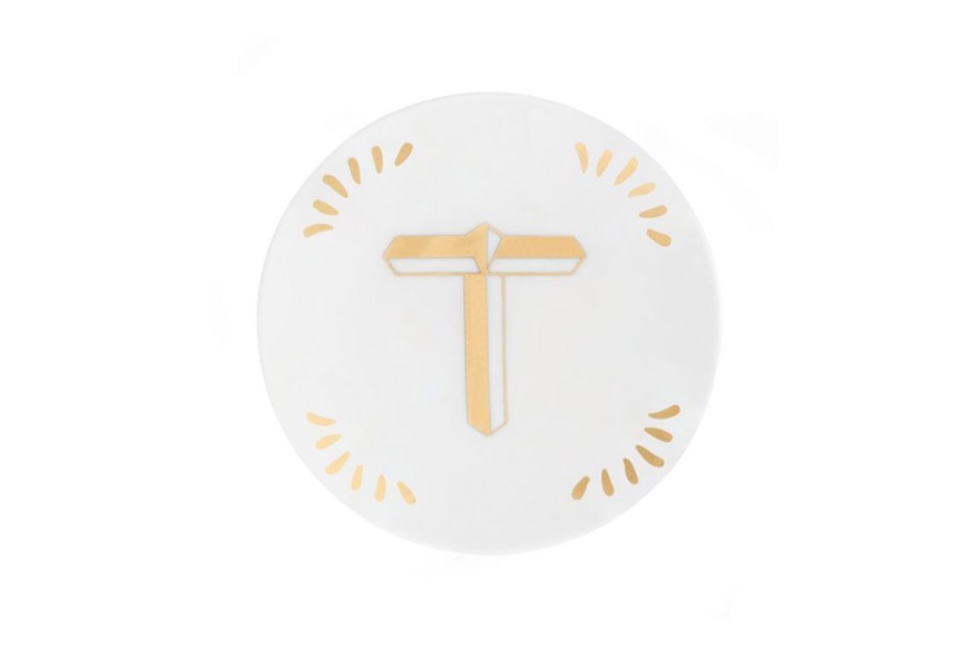 Little plate Lettering porcelain letter T Bitossi home