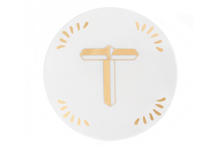 Little plate Lettering porcelain letter T Bitossi home