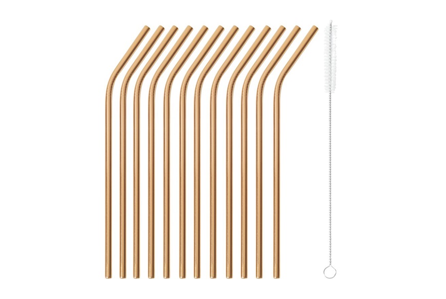 Curved straws Bar steel cooper Paderno