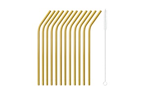 Curved straws Bar steel gold Paderno