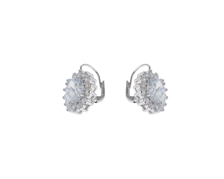 Orecchini Quadrati In Argento S925 Con Pietra Preziosa Colorata E Zirconi Bianchi, Bestyle, Regalo Con Pietra Portafortuna (Granato, Ametista, Ecc.)