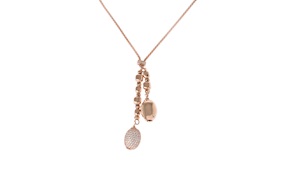 Necklace silver cubes and oval with white zircons Mediterraneo Gioielli