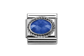 Zircone Blu Composable acciaio argento e zirconi Nomination