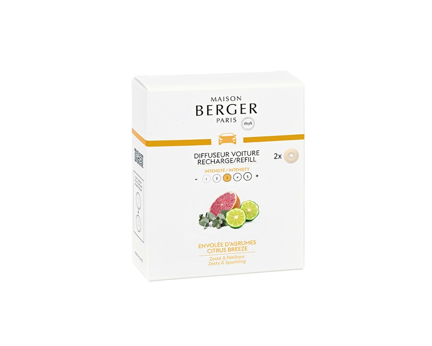 Ricarica diffusore auto 2 pezzi alla fragranza Envolee d'Agrumes Maison Berger Paris