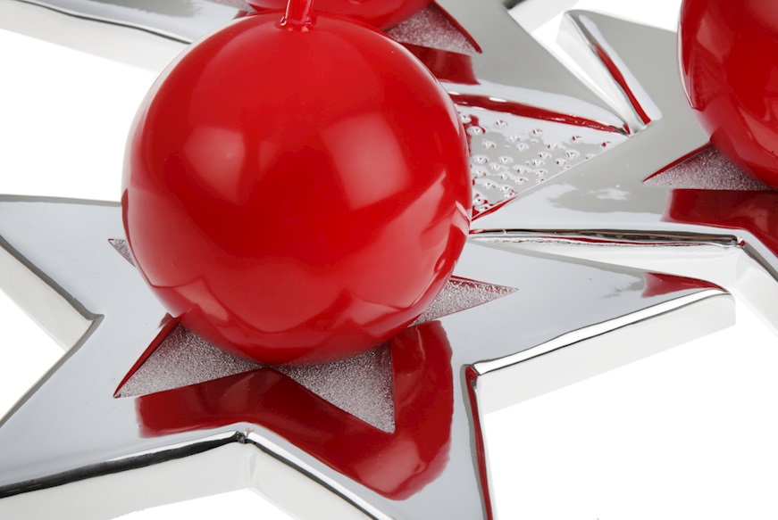 Portacandele di Natale Stelle con candela e nastro Selezione Zanolli