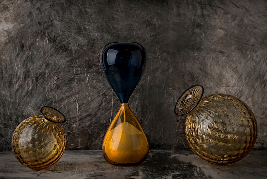 Clessidra vetro di Murano ambra e orizzonte Venini