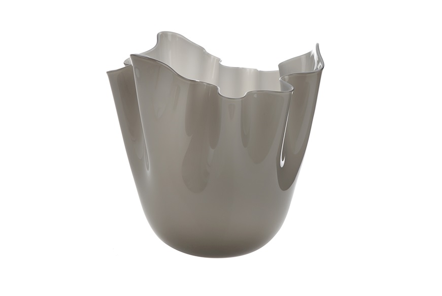Vase Fazzoletto Murano glass opalino taupe Venini