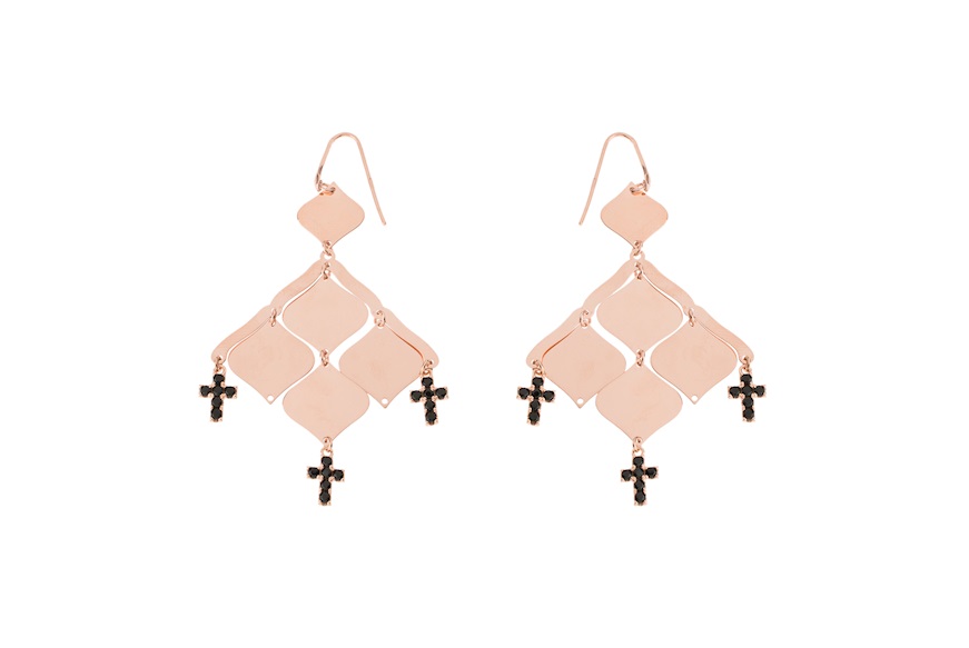 Earrings silver cross with black zircons Selezione Zanolli