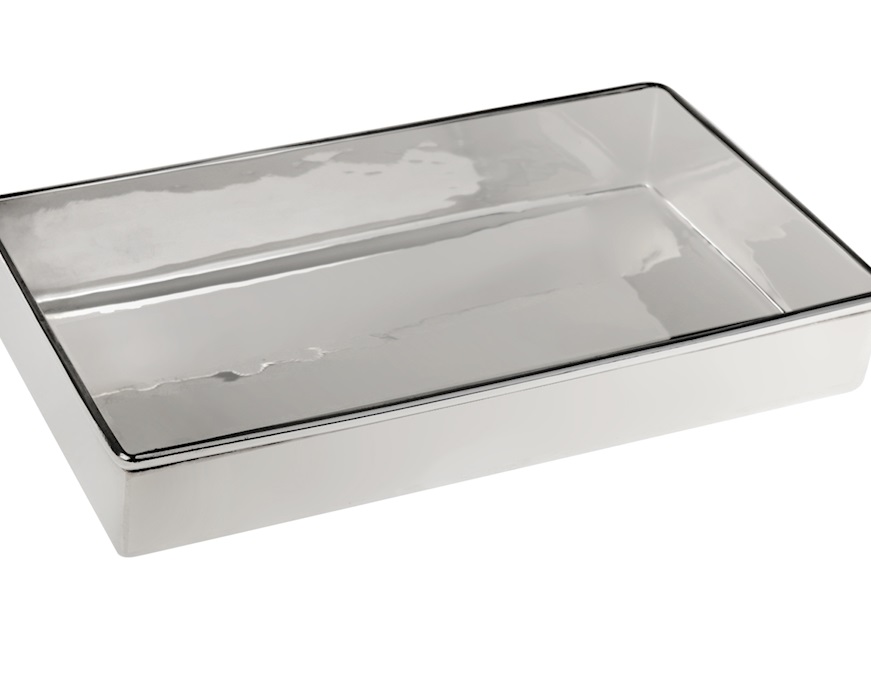Ciotola rettangolare battuta silver plated Selezione Zanolli