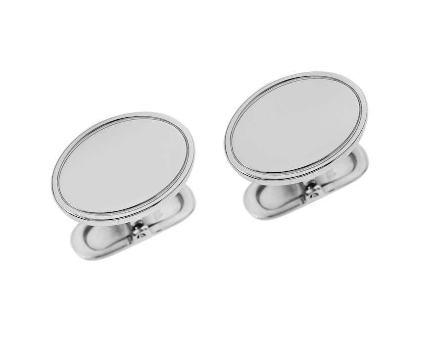 Gemelli argento ovali con bordino Selezione Zanolli