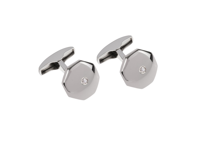 Cufflinks silver octagonal with zircon Selezione Zanolli