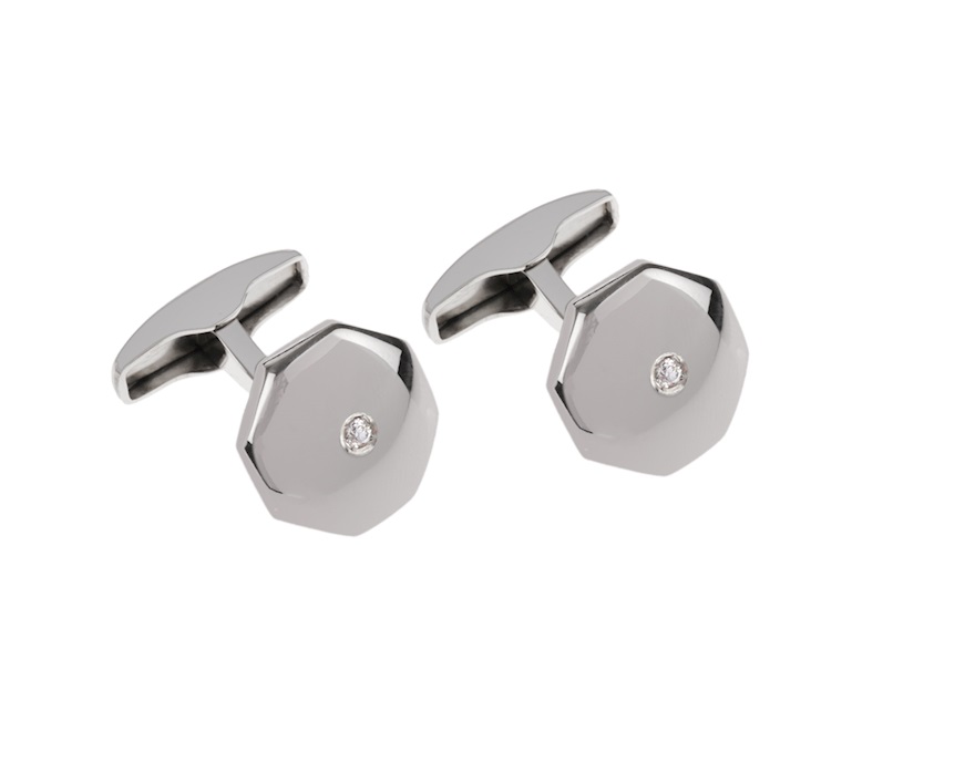 Gemelli ottagonali argento con zircone Selezione Zanolli