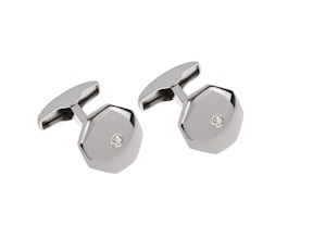 Gemelli ottagonali argento con zircone