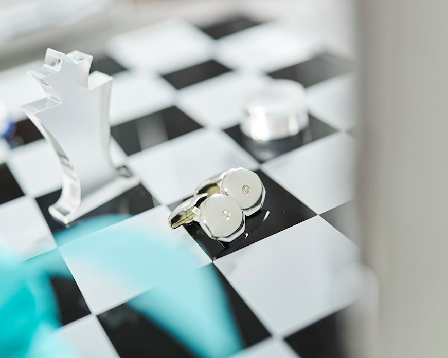 Gemelli ottagonali argento con zircone Selezione Zanolli