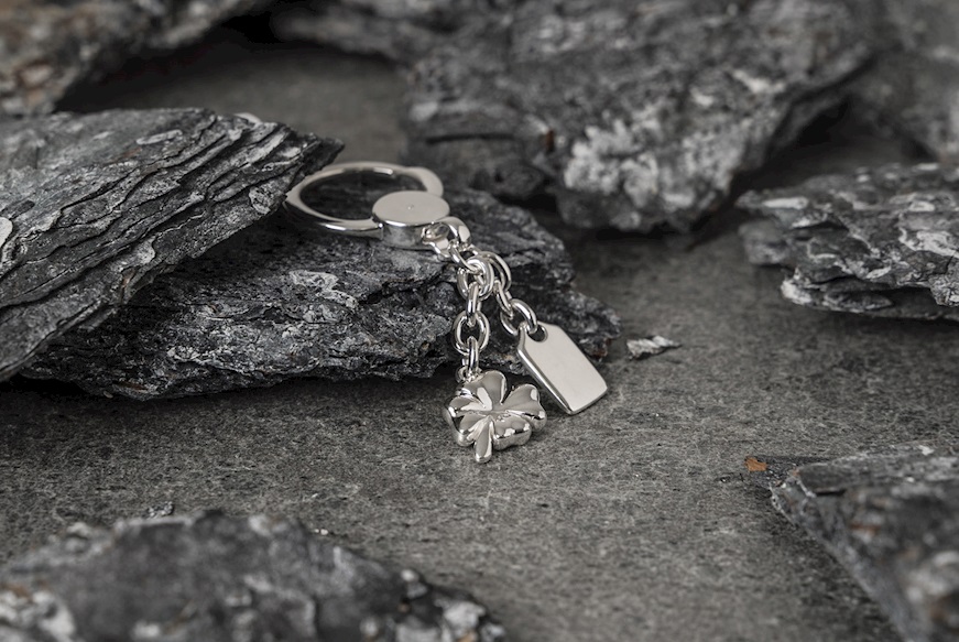 Keychain Quaterfoil silver with plate Selezione Zanolli