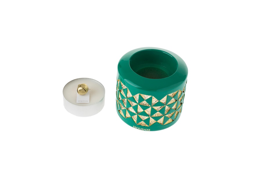 Candle holder Rombi green Selezione Zanolli