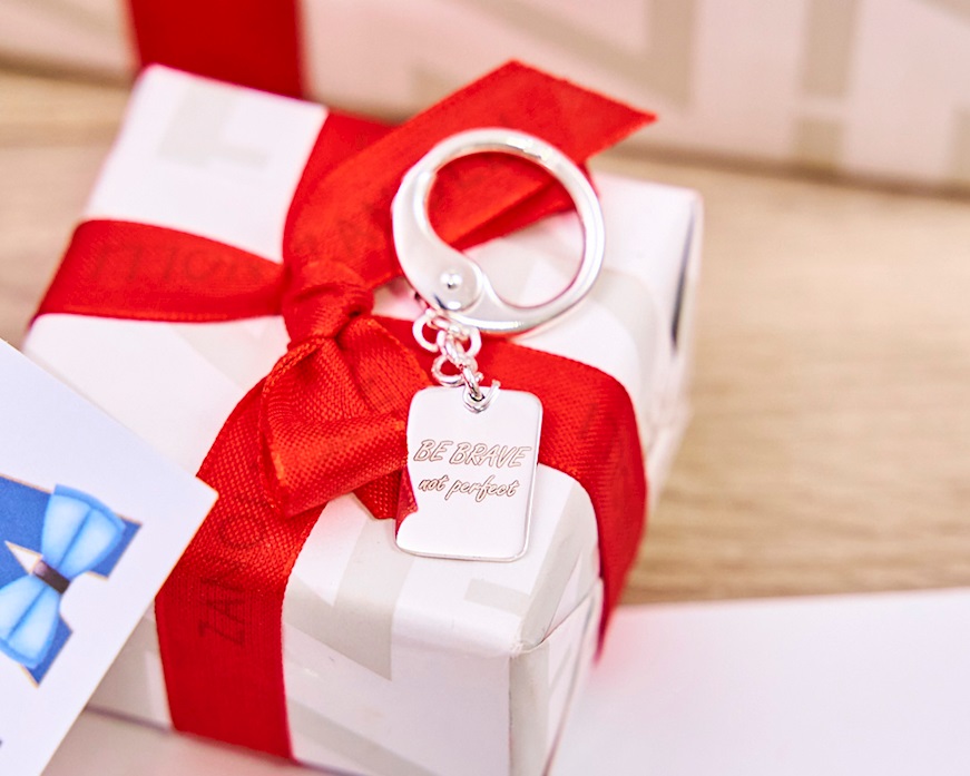 Keychain silver with plate and carabiner Selezione Zanolli