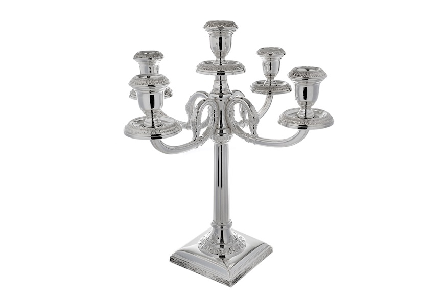 Candelabro Impero argento a cinque fiamme Selezione Zanolli