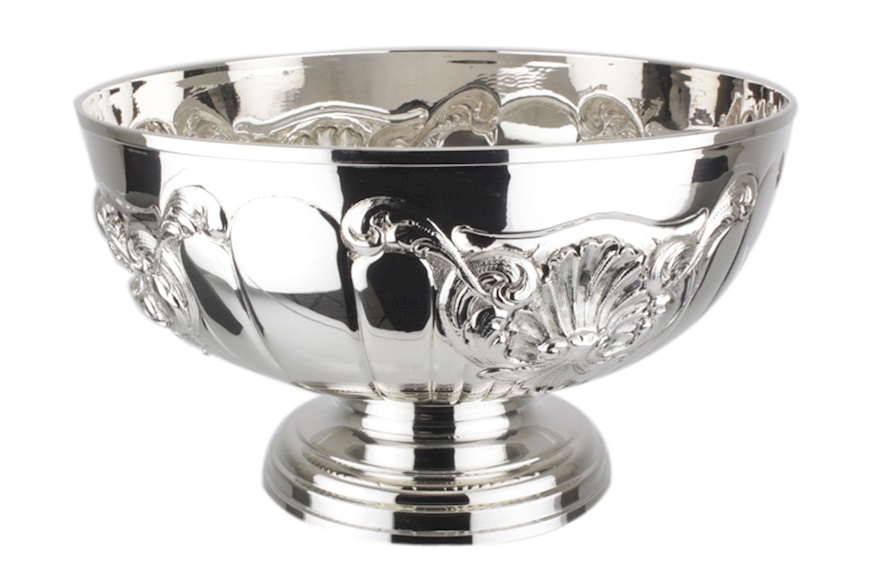 Round stand bowl silver shell embossing Selezione Zanolli