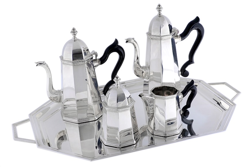 Coffee set Octagonal silver for 12 people Selezione Zanolli