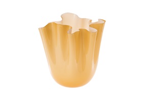 Vaso Fazzoletto vetro di Murano opalino ambra e lattimo