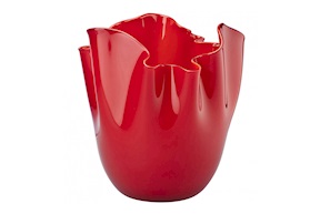 Vaso Fazzoletto vetro di Murano opalino rosso