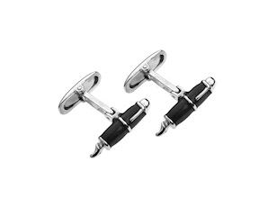 Gemelli Stilografica argento con smalto nero Selezione Zanolli