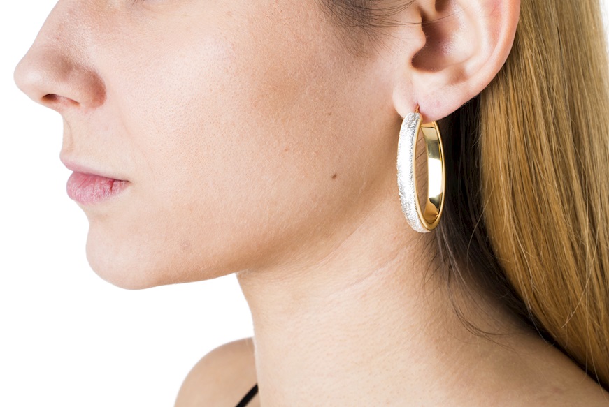 Oval earrings silver gold and rhodium Selezione Zanolli