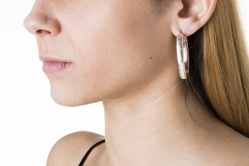 Oval earrings silver rosè and rhodium Selezione Zanolli