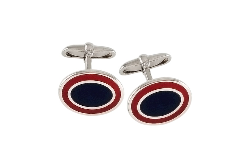 Cufflinks silver red and blue enamel Selezione Zanolli