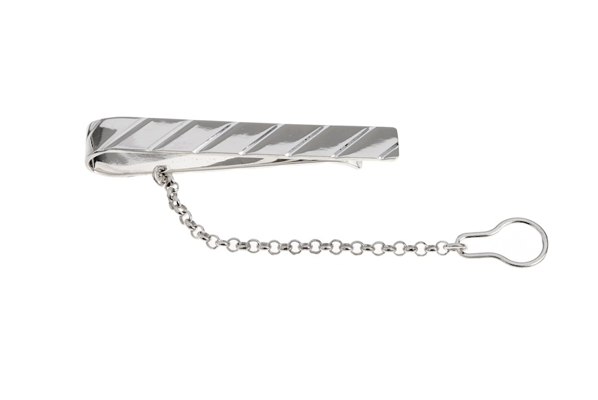 Tie clip silver stripes Selezione Zanolli