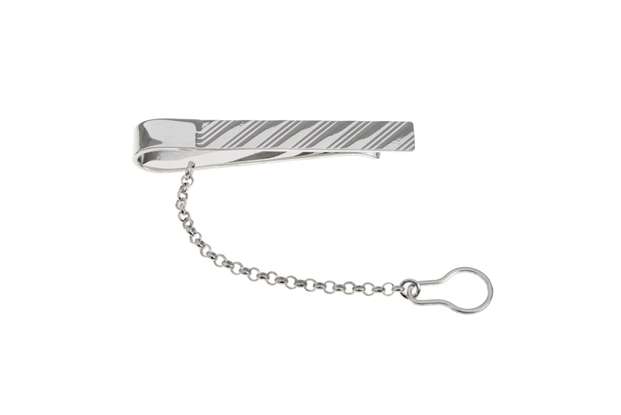 Tie clip silver with three stripes Selezione Zanolli
